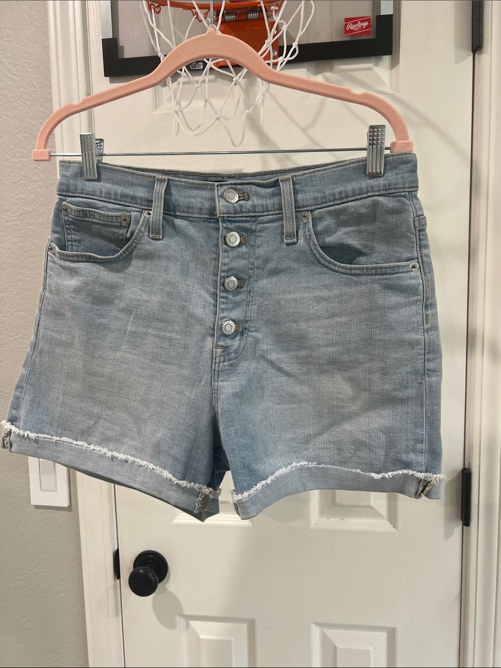 J. Crew Light Blue Button-Front Denim Shorts